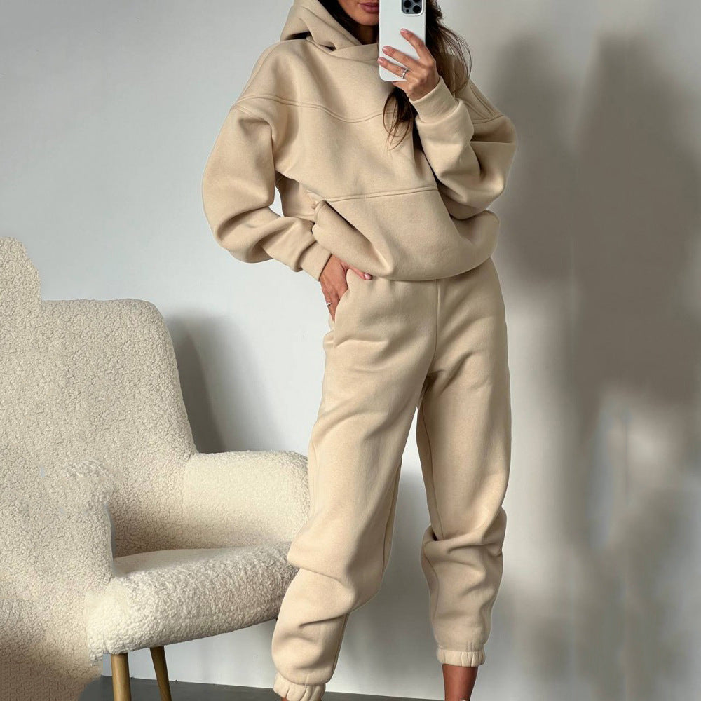Damen Sportliches Kapuzen-Sweatshirt und Jogginghose Set Drune