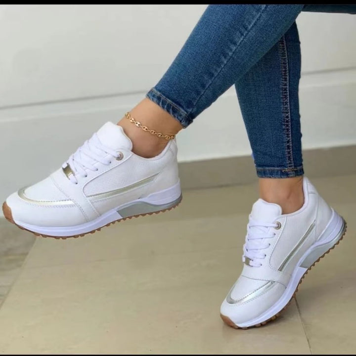 Damen  elegante City-Sneaker mit dezenter Metallic-Infusion, leicht gepolsterter Komfortsohle und profilierter Gummilaufsohle Drune
