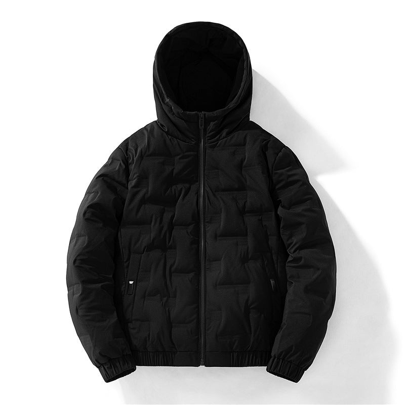 Herren nan isolierende Kapuzen-Steppjacke mit geprägtem Quadratmuster und elastischen Bündchen Drune