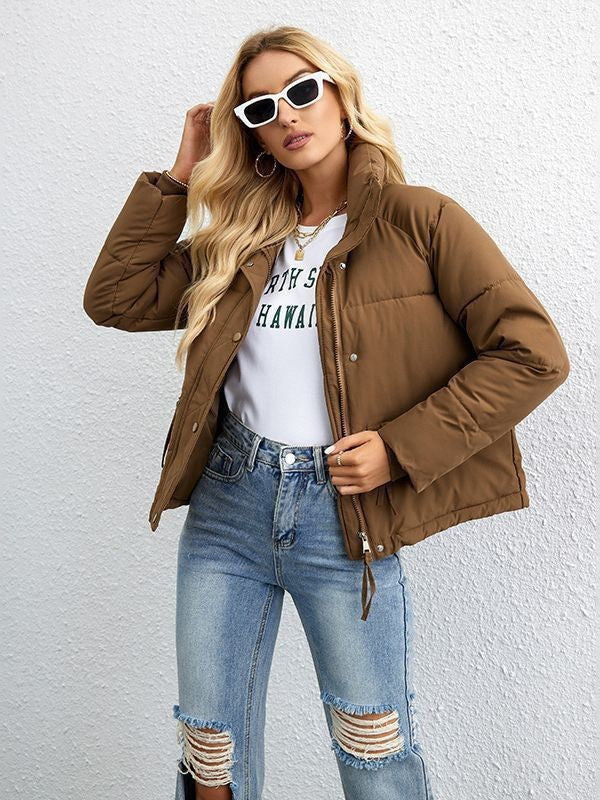 Damen gesteppte Übergangsjacke mit hohem Kragen und praktischen Taschen Drune