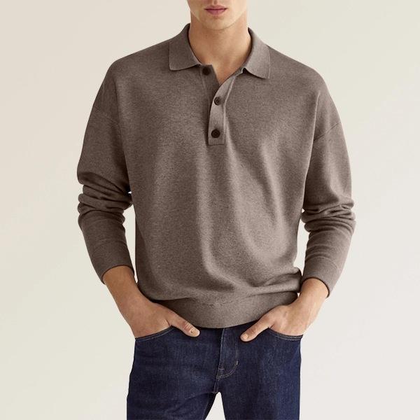 Herren elegantes Poloshirt aus atmungsaktivem Baumwollmix mit Knopfleiste Drune