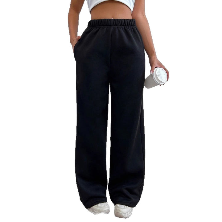 Damen nan hochgeschnittene ausgestellte Loungehose mit elastischem Komfortbund und verdeckten Eingrifftaschen Drune