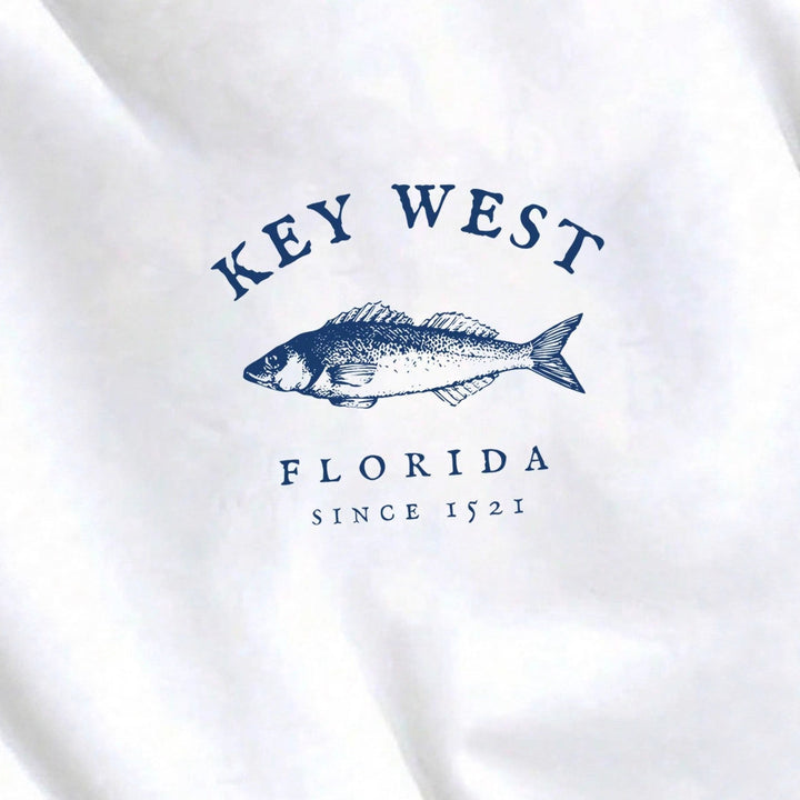 Damen nan Oversize-Sweatshirt mit maritimem Key-West Fischmotiv, dropped-Shoulder und weichem Baumwollmix Drune