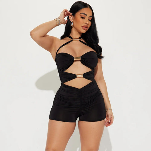 Damen Einteiler mit elegantem Knotendesign und geflochtenen Trägern Drune