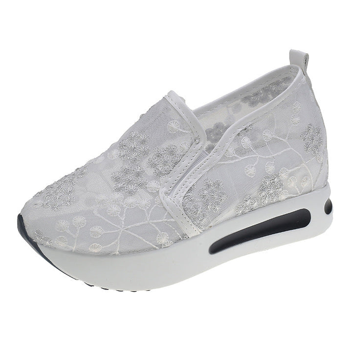 Damen Komfortable Sneaker mit floralem Stickmuster und rutschfester Sohle Drune