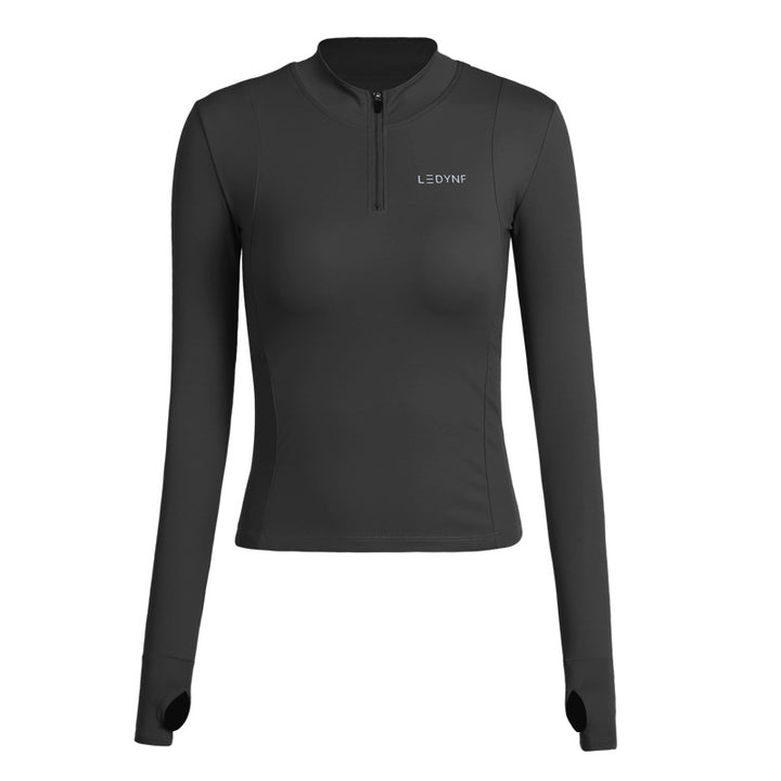 Damen Funktions-Tee mit kurzem Reißverschluss und Daumenlöchern Drune