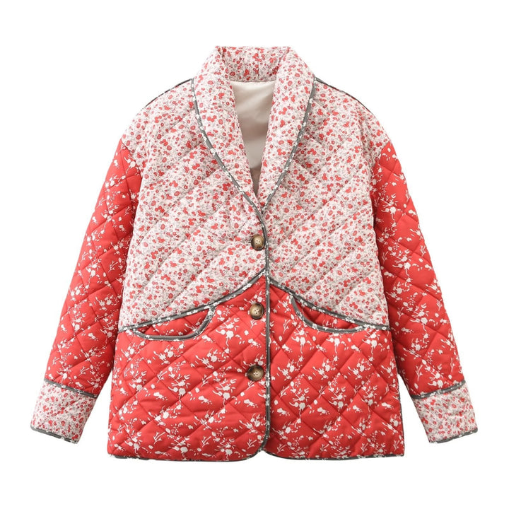 Damen gesteppte Blazerjacke mit floralem Muster Drune