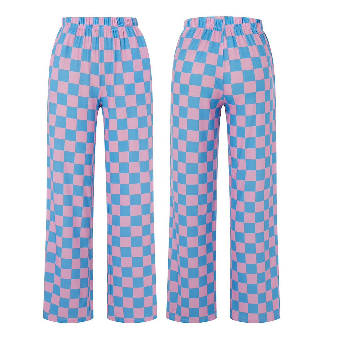 Damen Karierte Palazzohose Drune