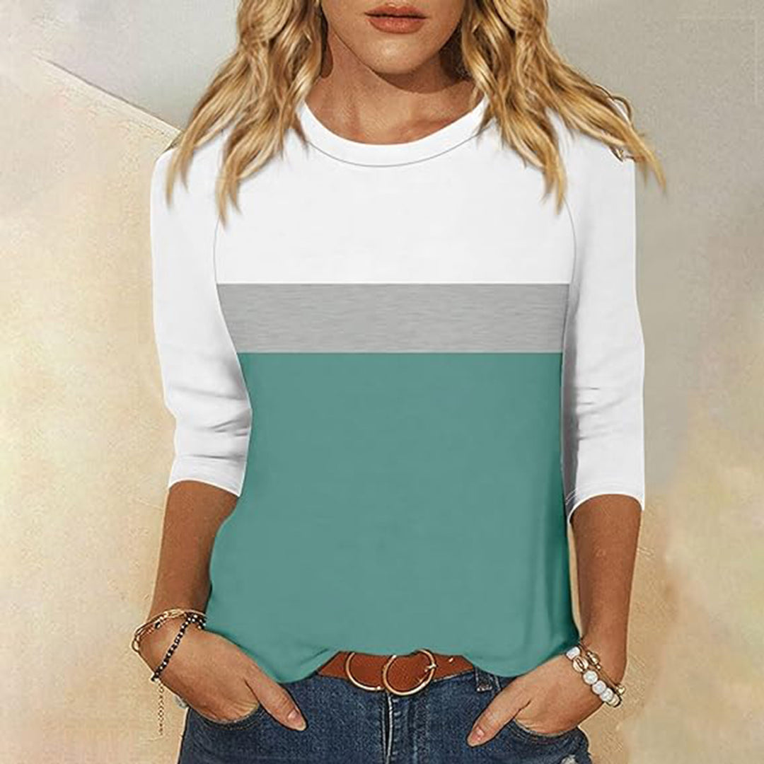 Damen Freizeit-T-Shirt mit modischem Farbblockdesign Drune