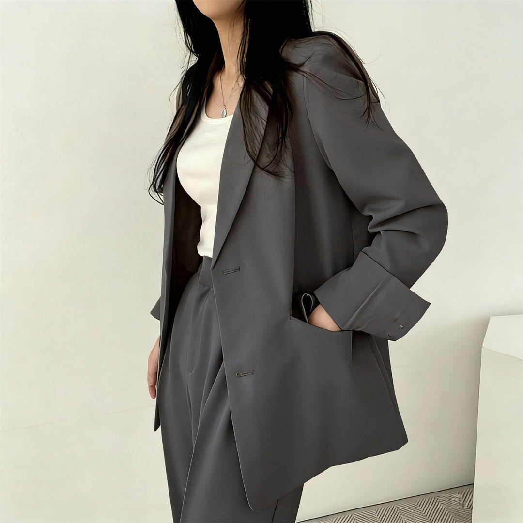 Damen elegantes Blazer-Set mit weitem Schnitt Drune