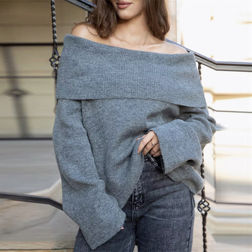 Damen Off-Shoulder-Pulloverkleid aus weicher Strickqualität Drune