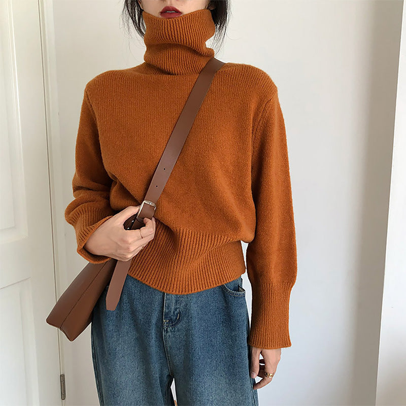 Damen modischer Rollkragenpullover aus weichem Strick Drune