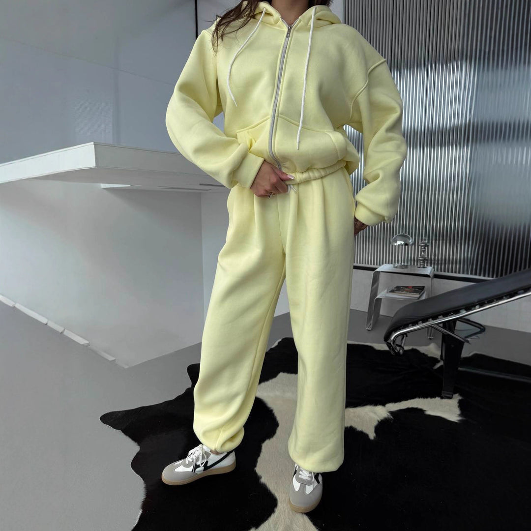Damen lässiger Kapuzenpullover und Jogginghose Set mit elastischem Bund und praktischen Taschen Drune