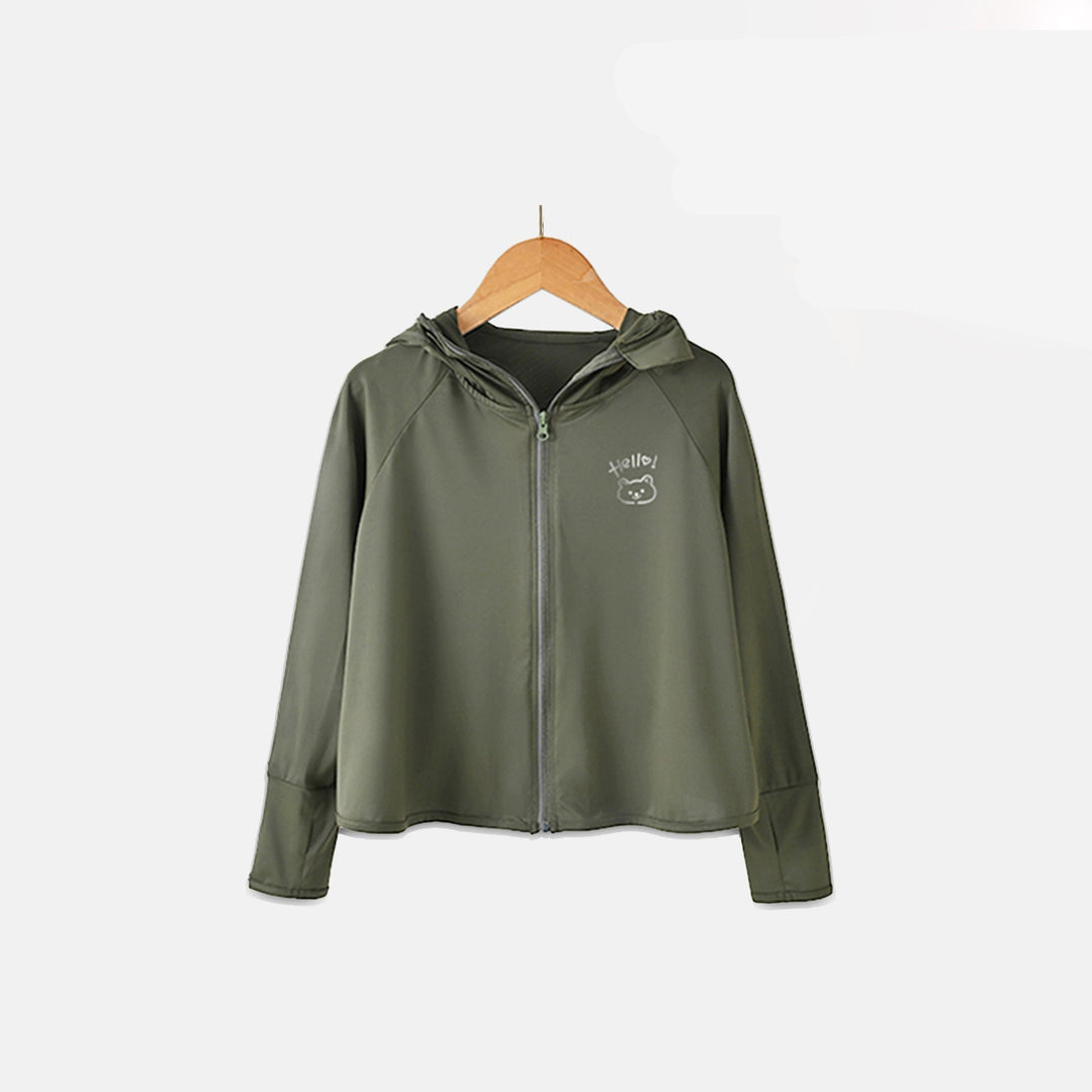 Mädchen Übergangsjacke mit Kapuze und niedlichem Tiermotiv Drune
