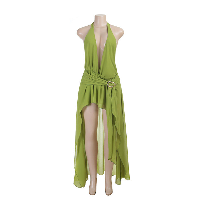 Damen Wickelkleid mit tiefem V-Ausschnitt und eleganter Drapierung Drune