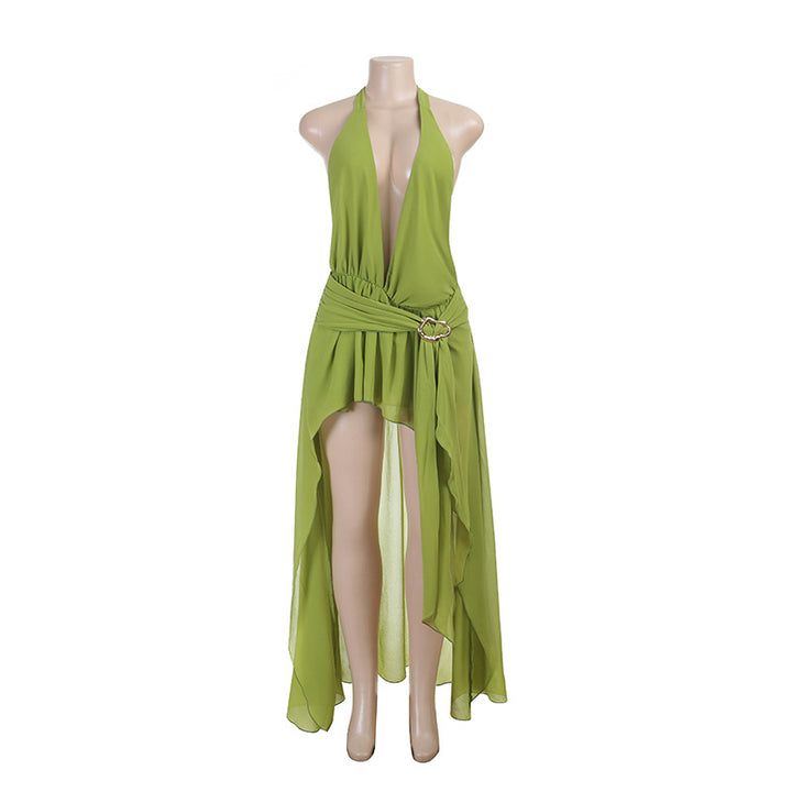 Damen Wickelkleid mit tiefem V-Ausschnitt und eleganter Drapierung Drune