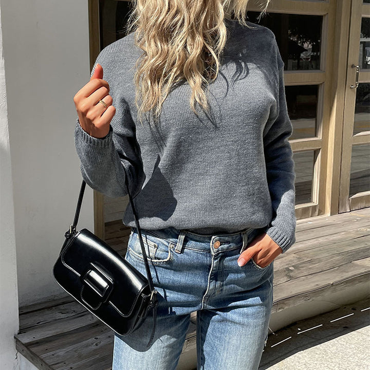 Damen Strickpullover mit modernem Rundhalsausschnitt und bequemer Passform Drune