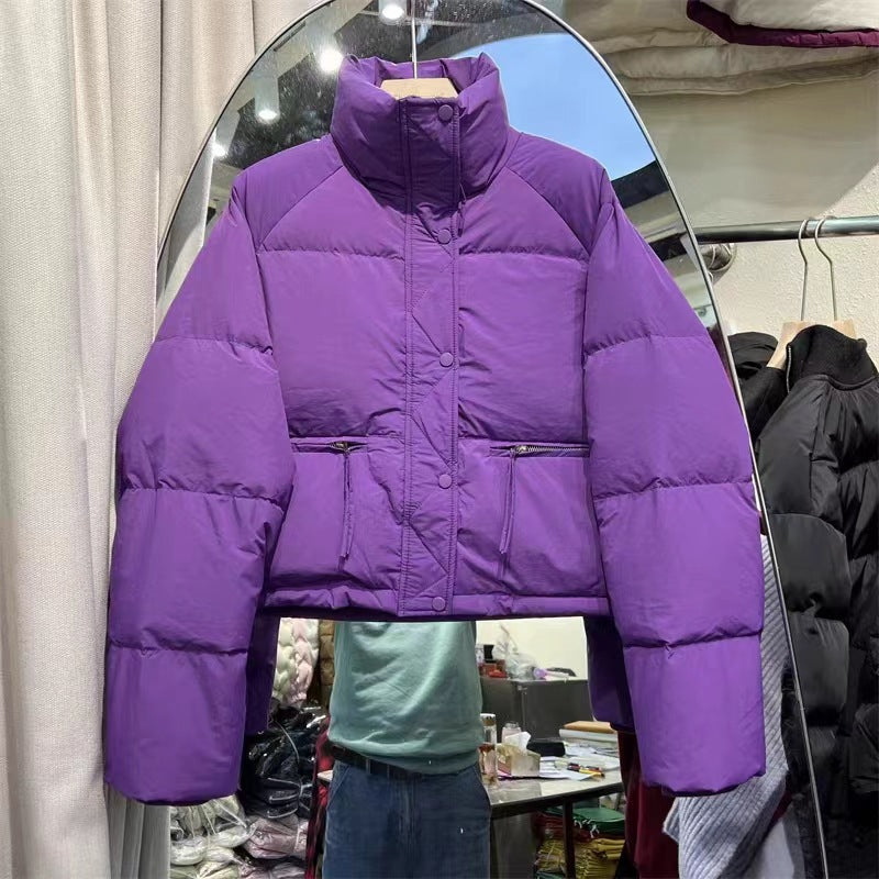 Damen gesteppte Winterjacke mit hohem Kragen und praktischen Taschen Drune