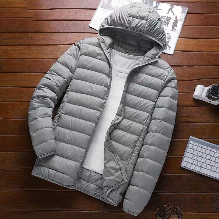 Herren nan ultraleichte Kapuzen-Steppjacke mit Packfunktion und winddichtem Shell Drune