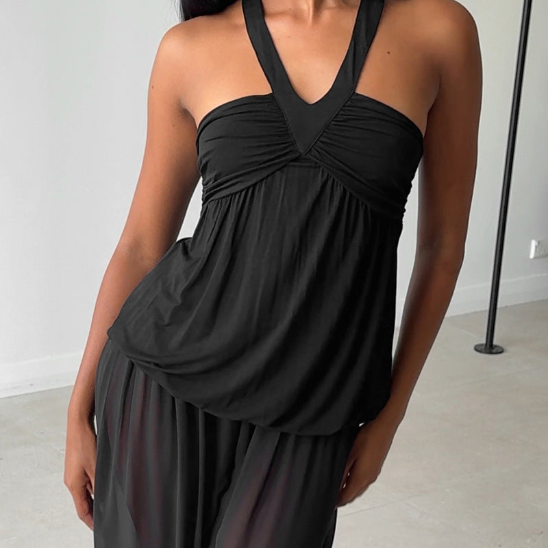 Damen Cut-Out Top mit fließendem Schnitt und V-Ausschnitt Drune
