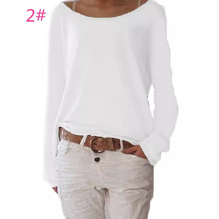 Damen lässiger und leichter Pullover mit weit ausgeschnittenem Halsausschnitt Drune