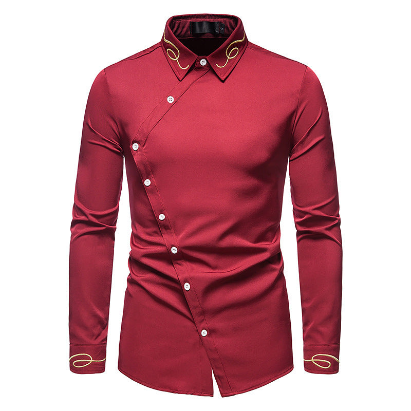 Herren Elegantes Langarmhemd mit dekorativen Knopfdetails Drune