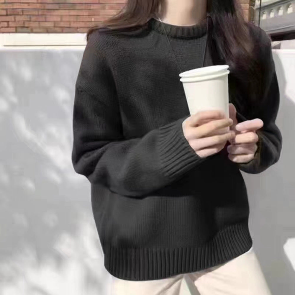 Damen lässiger Grobstrickpullover mit oversized Schnitt und weichen Ärmeln Drune
