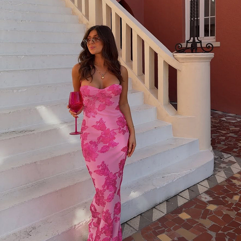 Damen Maxikleid mit floralem Spitze-Akkzenten und elegantem Schnitt Drune