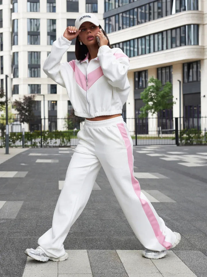 Damen sportlicher Fleece-Loungewear-Anzug mit Reißverschluss Drune