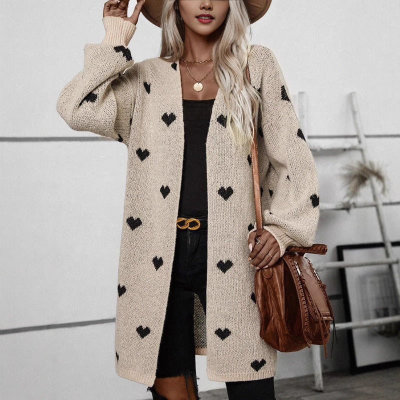 Damen Strickjacke mit Herzmuster und lässiger Passform Drune