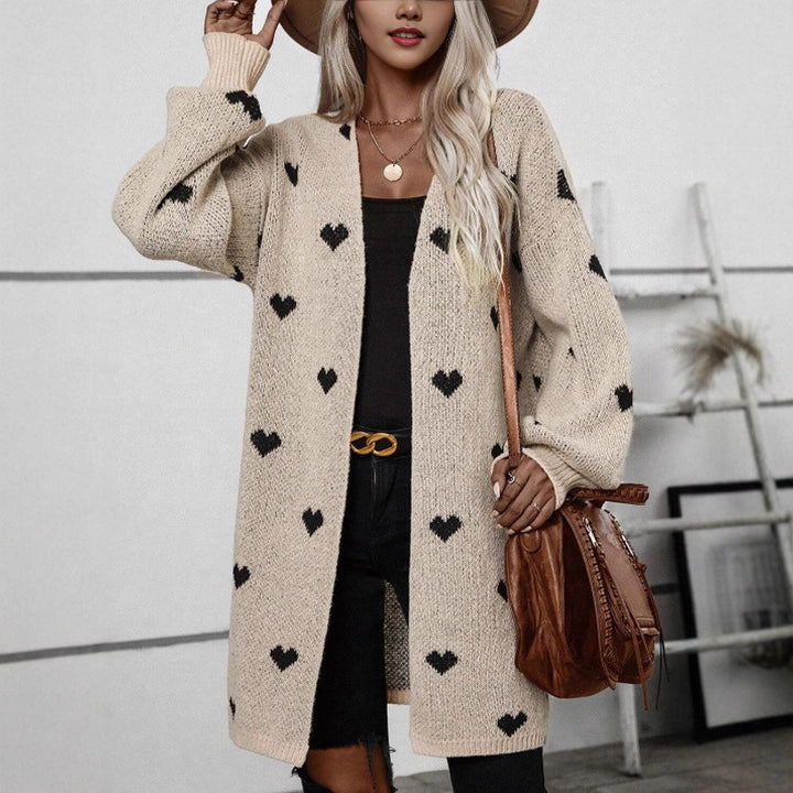Damen Strickjacke mit Herzmuster und lässiger Passform Drune