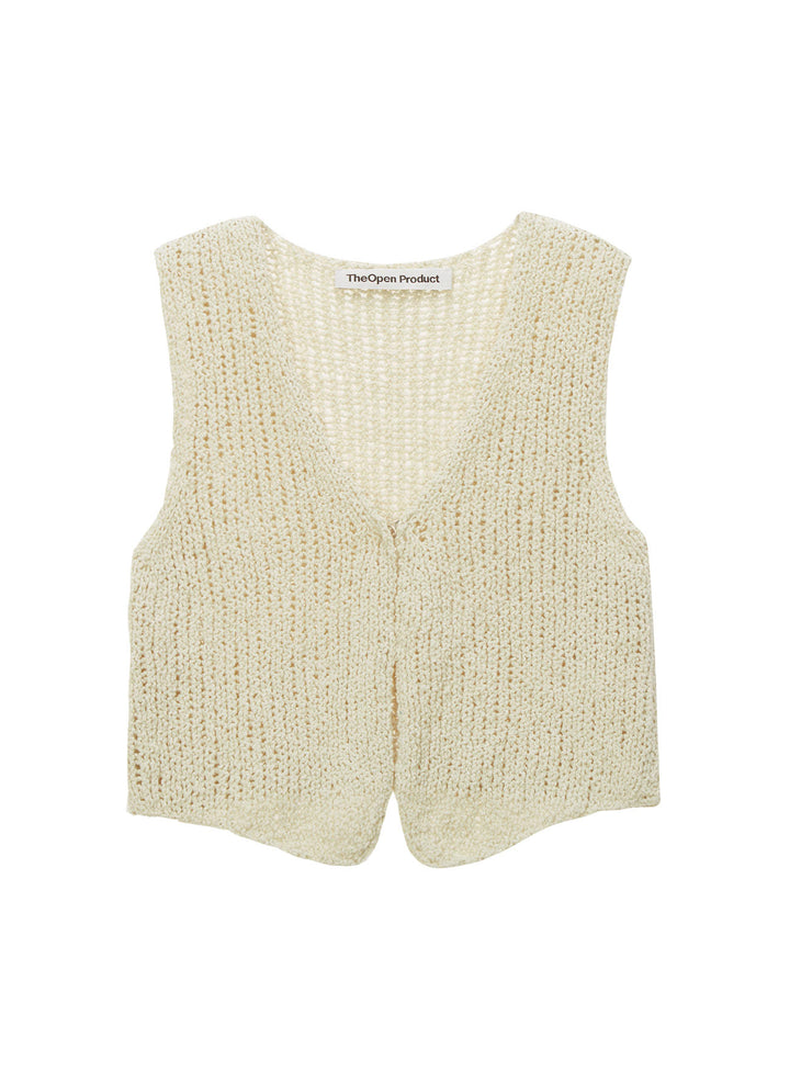 Damen luftiges Strickoberteil mit V-Ausschnitt und offener Front Drune