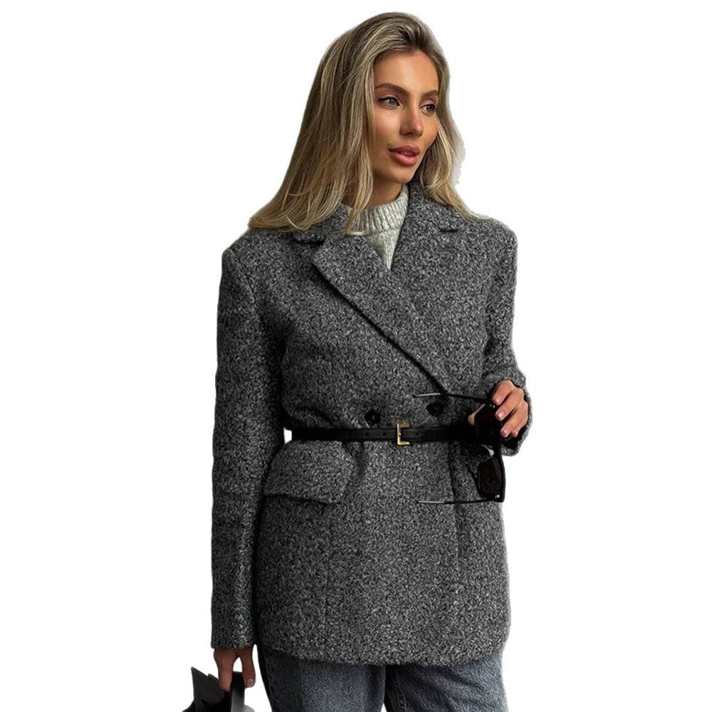 Damen Oversized Wollblazer mit eleganten Knopfdetails Drune