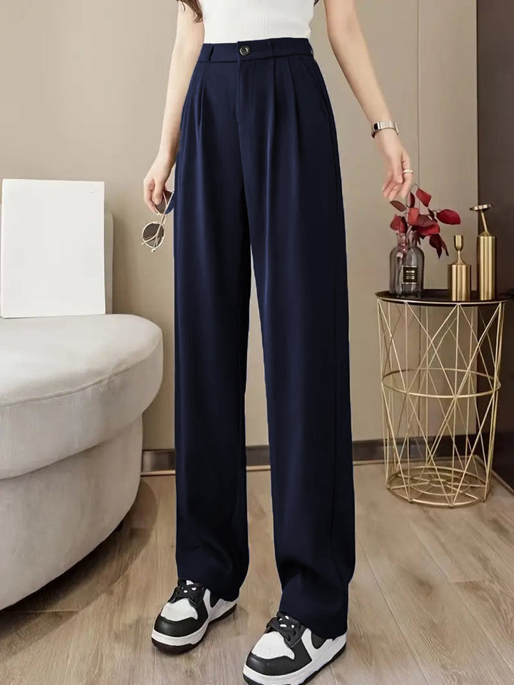 Damen weite High-Waist Hose mit Falten Drune