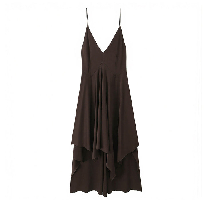 Damen Maxikleid mit asymmetrischem Saum und zartem Drapé Drune