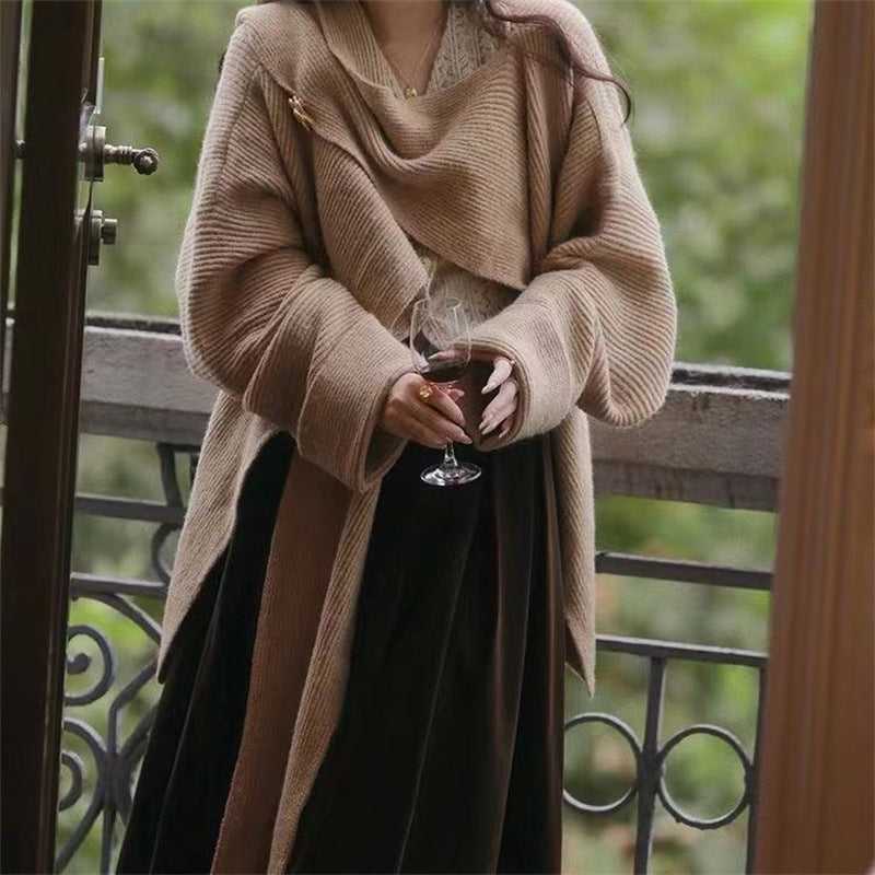 Damen lässiger oversized Strickpullover mit asymmetrischem Schnitt und weichem Material Drune