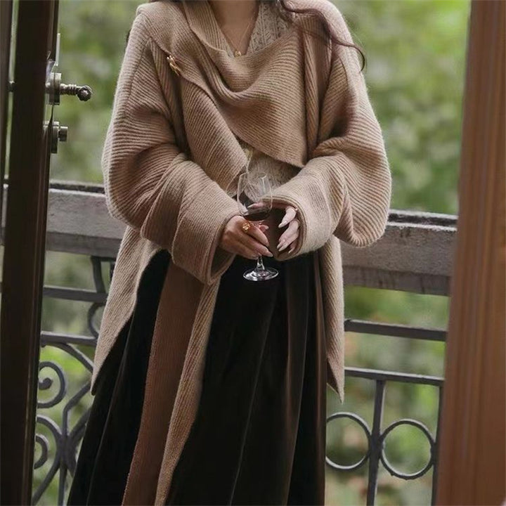 Damen lässiger oversized Strickpullover mit asymmetrischem Schnitt und weichem Material Drune