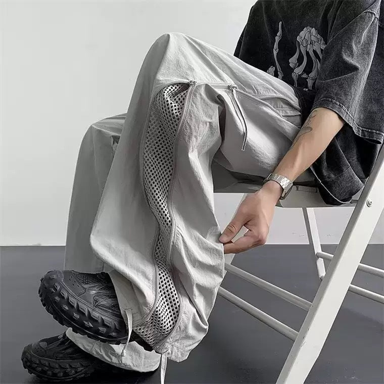 Herren lässige Cargo-Hose mit atmungsaktiven Netzdetails und funktionalen Reißverschlüssen Drune
