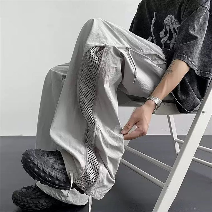 Herren lässige Cargo-Hose mit atmungsaktiven Netzdetails und funktionalen Reißverschlüssen Drune