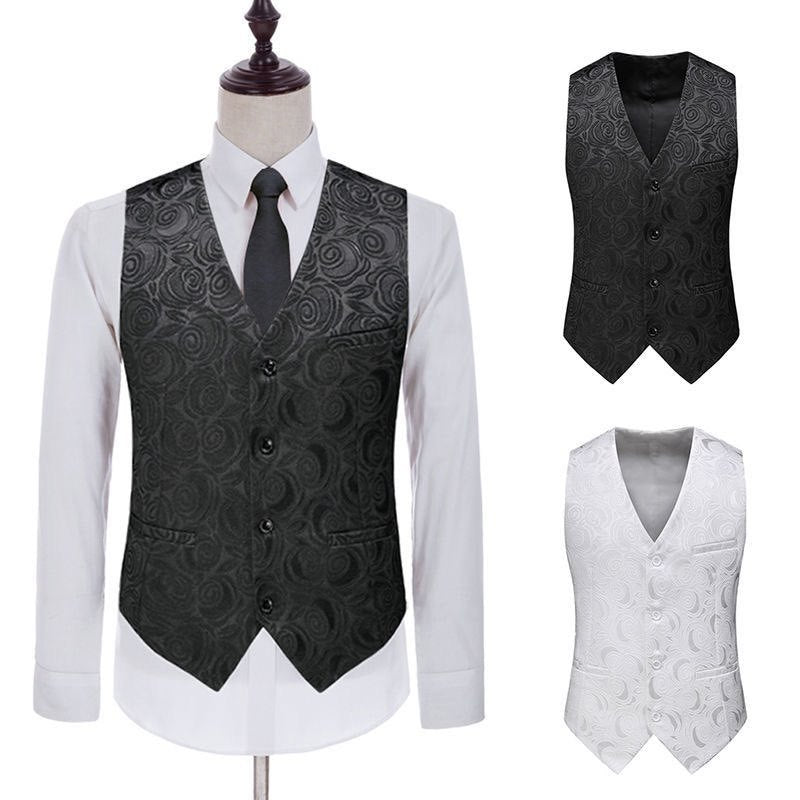 Herren nan Jacquardweste mit ornamentaler Struktur, spitz zulaufendem Saum und satinierter Rückseite Drune