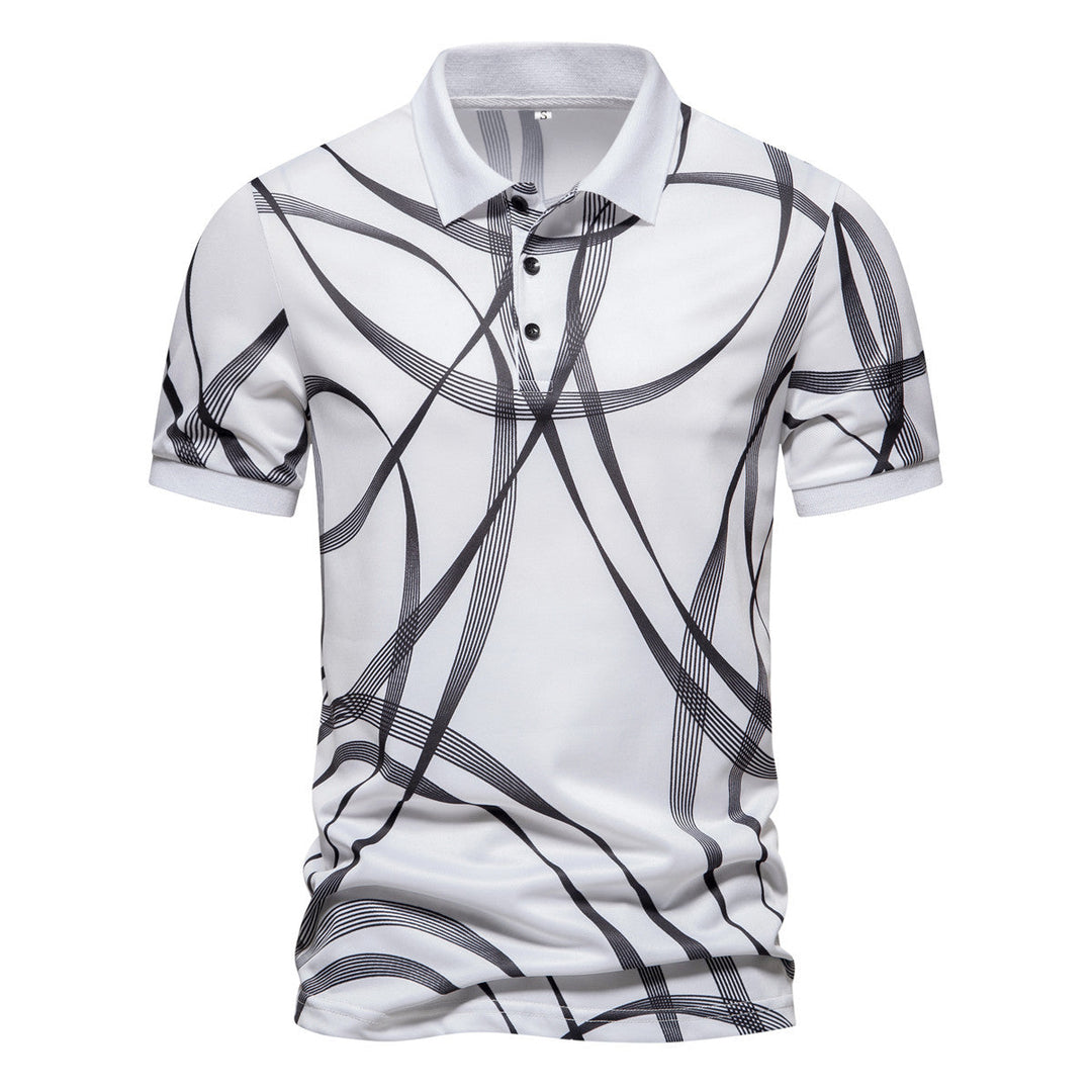 Herren Poloshirt mit modernem grafischen Muster und atmungsaktiver Textiltechnologie Drune