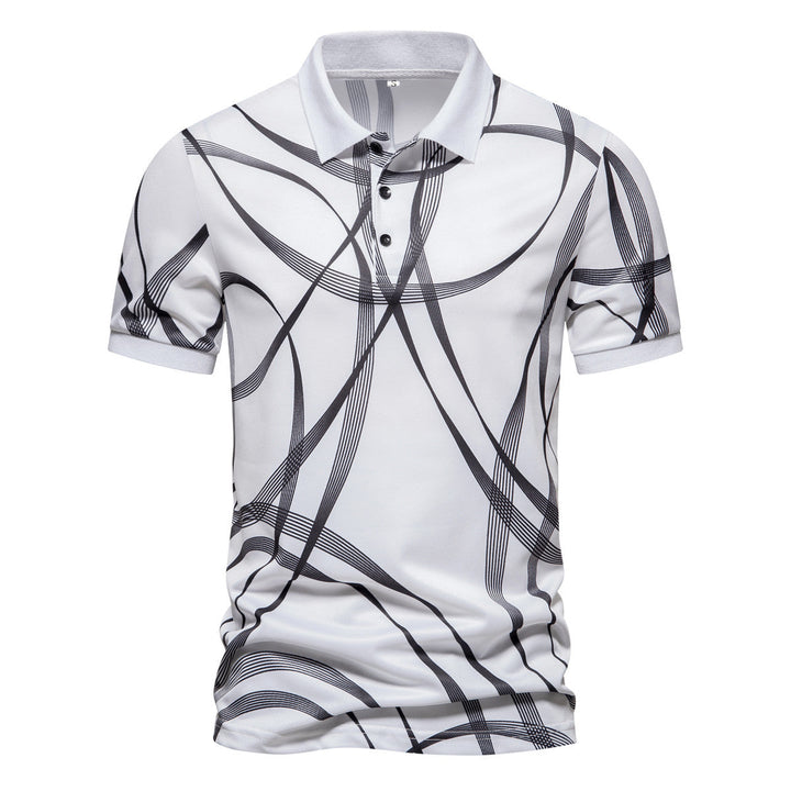 Herren Poloshirt mit modernem grafischen Muster und atmungsaktiver Textiltechnologie Drune
