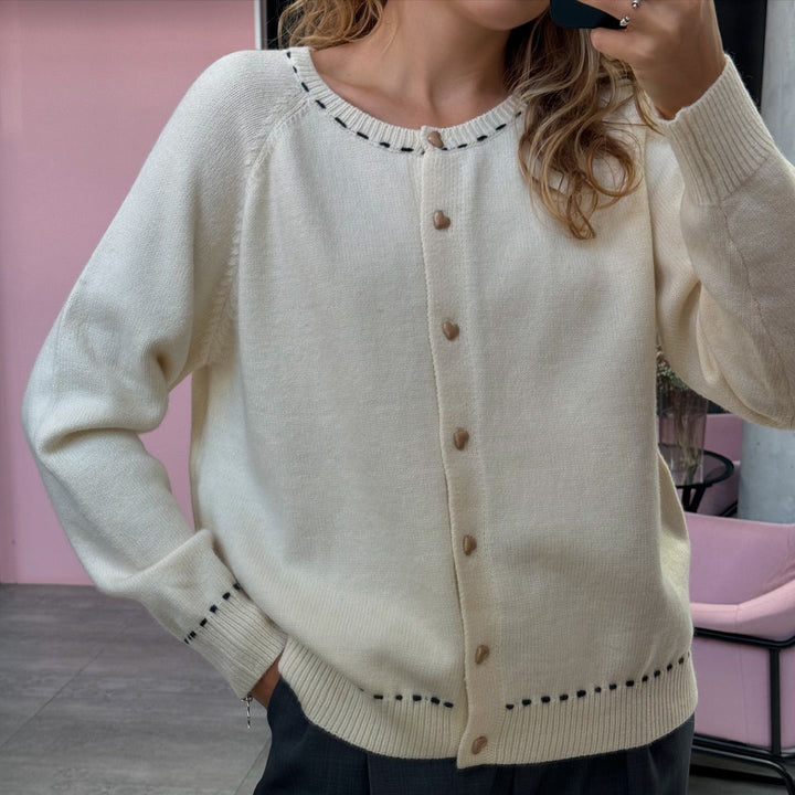 Damen luftige Strickjacke mit eleganten Knopfdetails Drune