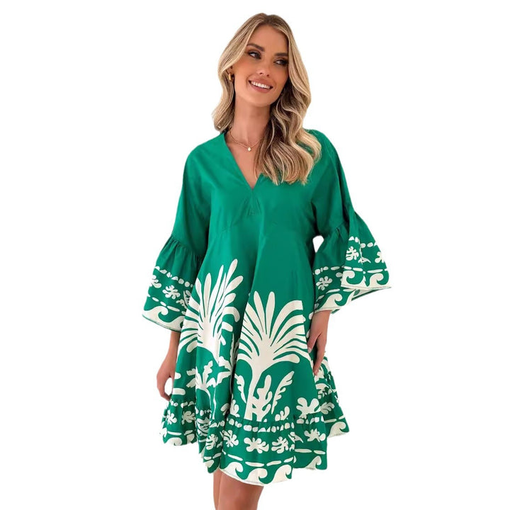 Damen Freizeitkleid mit voluminösen Ärmeln und strukturierten Rüschendetails Drune