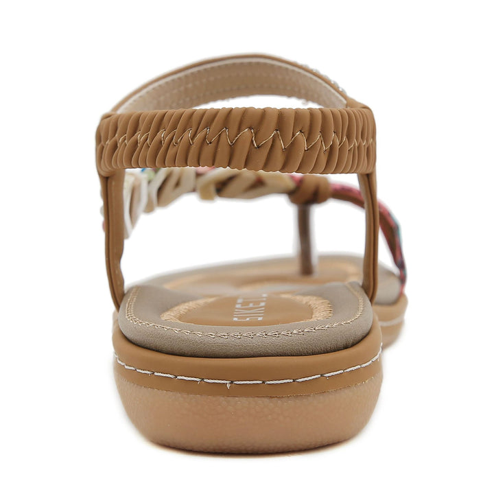 Damen Sandalen im Boho-Stil mit funkelnden Perlenverzierungen und bequemem Fußbett Drune