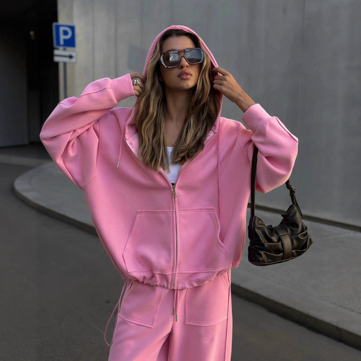 Damen lässiges Oversized-Loungewear-Set mit praktischem Kordelzug Drune