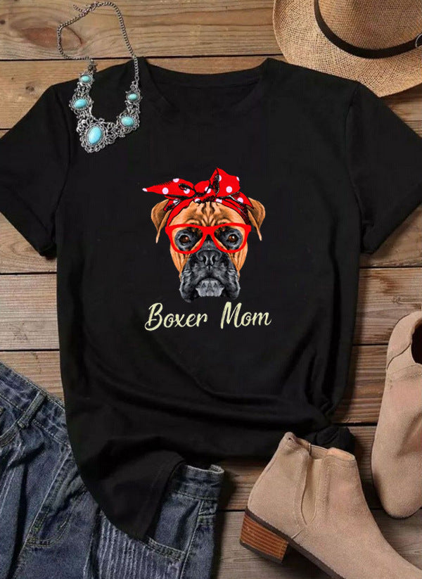 Frauen Verspielt Boxer Hund Grafik T-Shirt Drune
