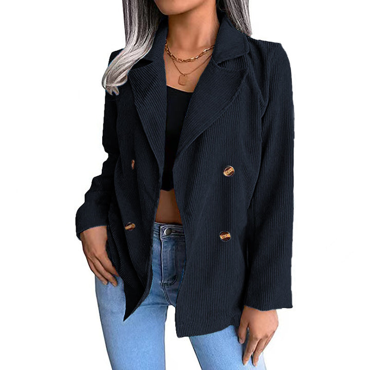 Damen modische Cordjacke mit doppelter Knopfleiste Drune