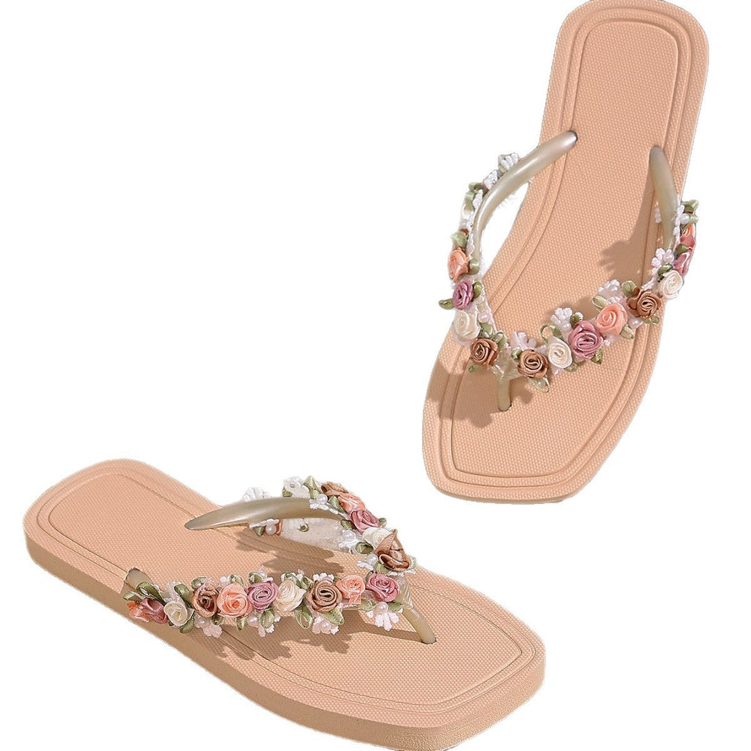 Damen Elegante und florale Zehentrenner-Sandalen Drune