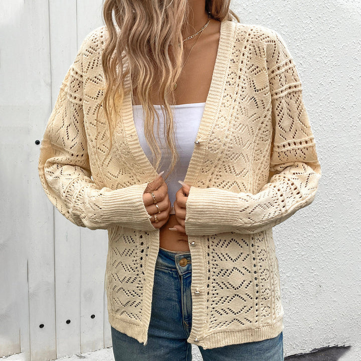 Damen Strickjacke mit romantischem Spitzenmuster Drune